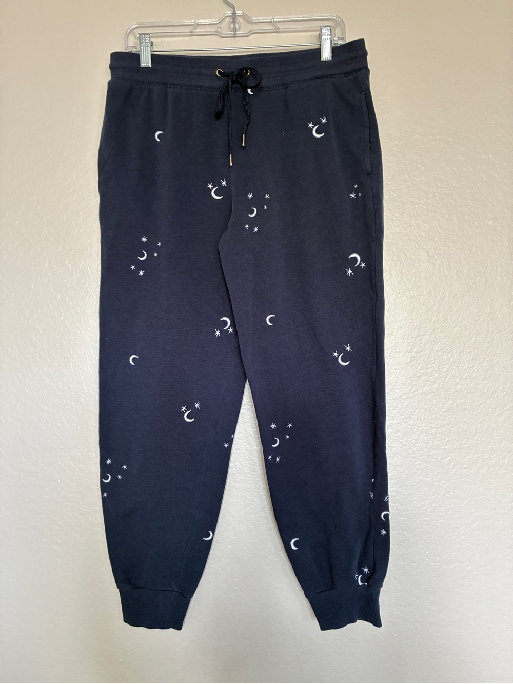 Honeydew Navy Moon & Star Embroidered Jogger Sweatpants Size M Celestial Cozy